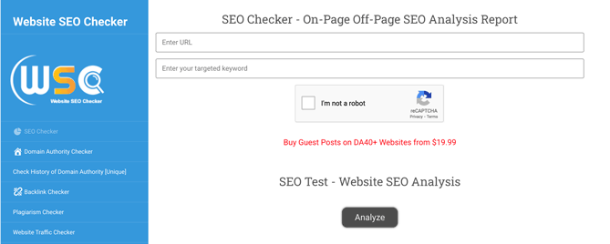Cara cek DA dan PA Website SEO Checker